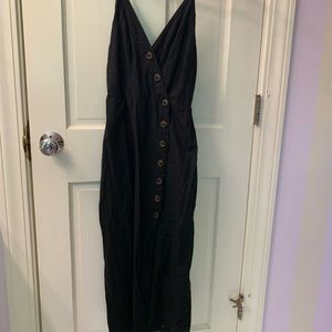 Black Midi Dress with Buttons